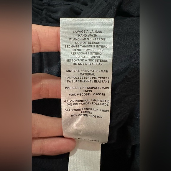 See by Chloe Tiered Plisse Self-Tie Shift Dress Navy Small - Picture 15 of 15